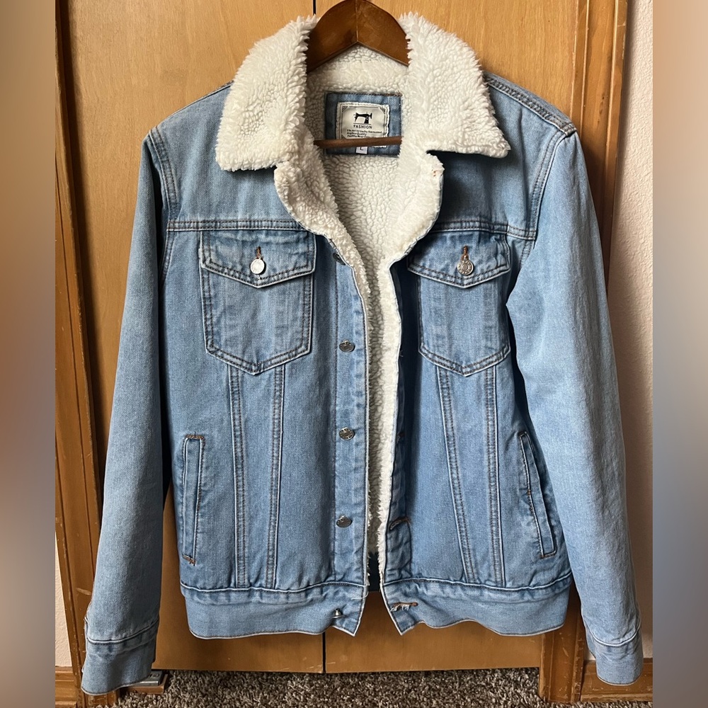 Sherpa-Lined Denim Jacket